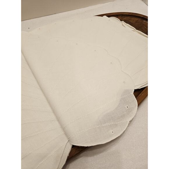 Irish Linen 8 Placemats & 8 Napkins Boutross Madeira Shell Set Hand Embroidery - Picture 7 of 14